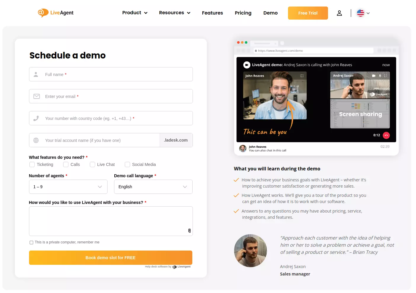 LiveAgent razpored demo