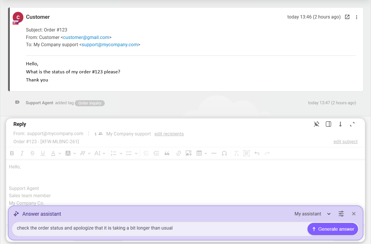 Izboljšan pomočnik AI Answer nov vmesnik