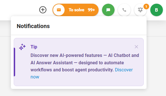 Screenshot of LiveAgent's new in-app News panel displaying notifications and updates