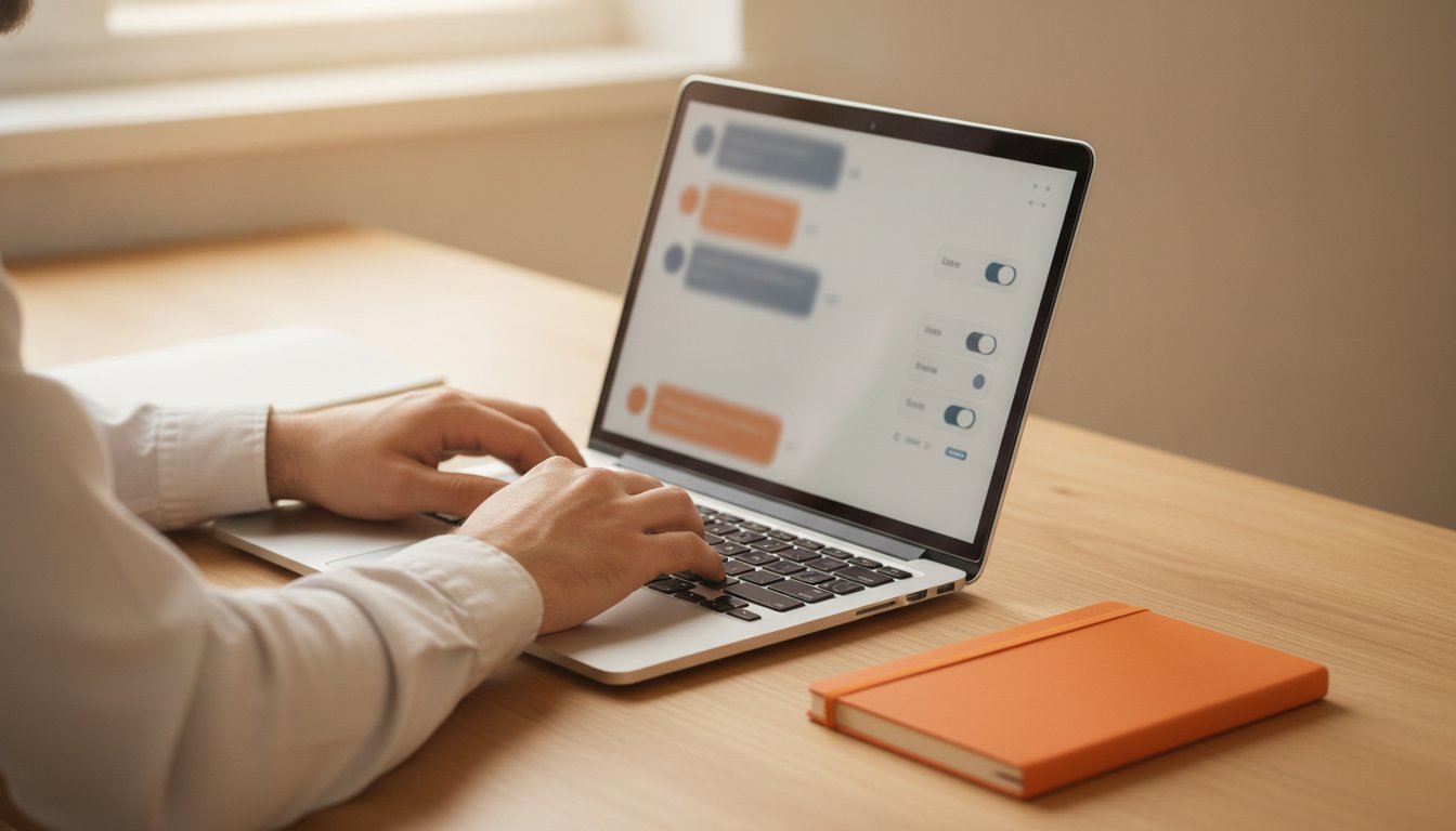 Vodja podpore prilagaja nastavitve predaje in eskalacije LiveAgent chatbot-a na prenosniku