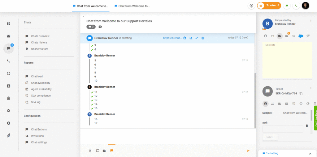 Manjkajoče besedilo v klepetih v LiveAgent
