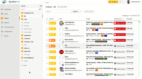 Animacija nadzorne plošče LiveAgent