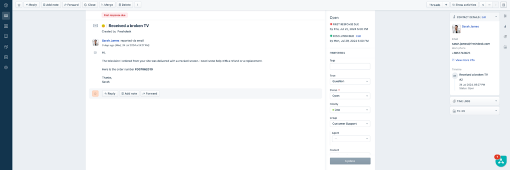 Freshdesk-ovo okolje za vstopnice