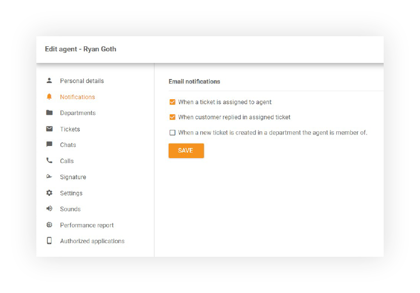 E-poštna obvestila-LiveAgent