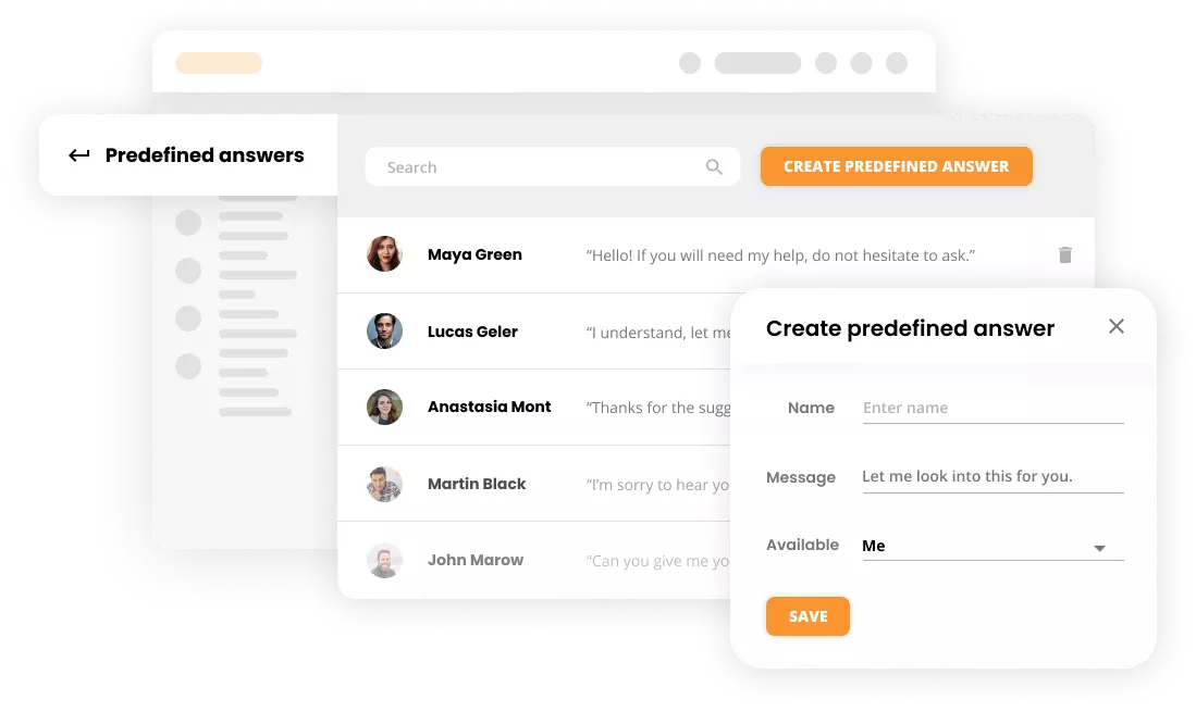 Mockup vnaprej določenih odgovorov