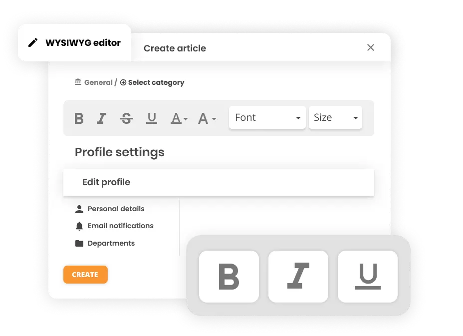 Urejevalnik WYSIWYG v programski opremi za pomoč strankam - LiveAgent