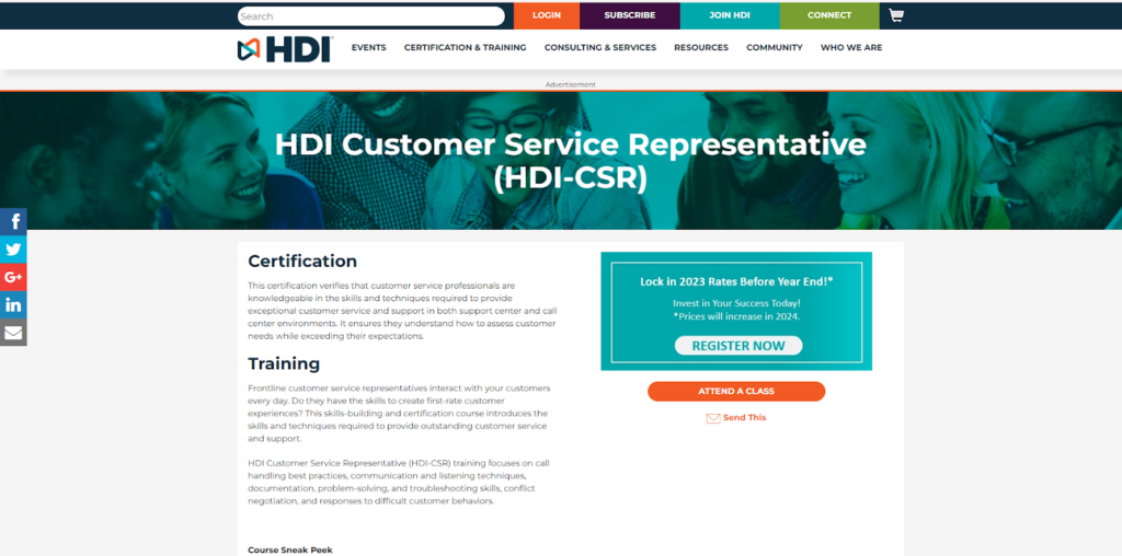 Tečaj HDI Customer Service Representative
