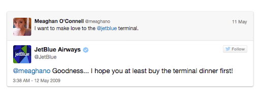 Odgovor JetBlue na tuit stranke na Twitterju