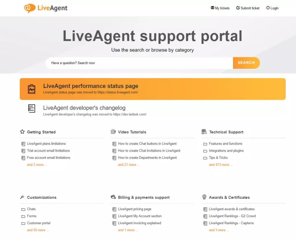 Portal za podporo LiveAgent