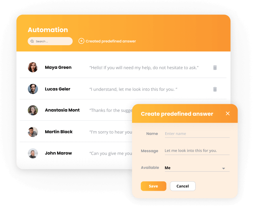 Avtomatizacije LiveAgent - vnaprej definirani odgovori
