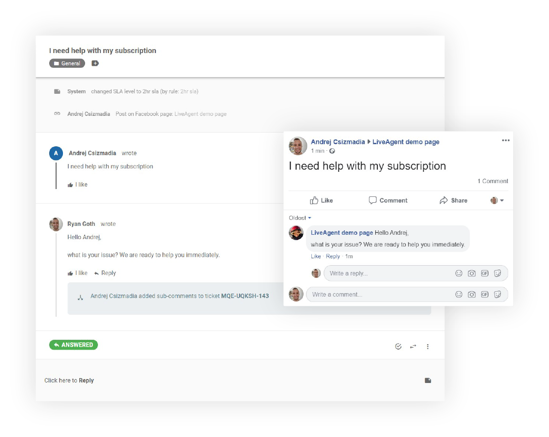 Storitev za stranke na družbenih omrežjih na Facebooku
