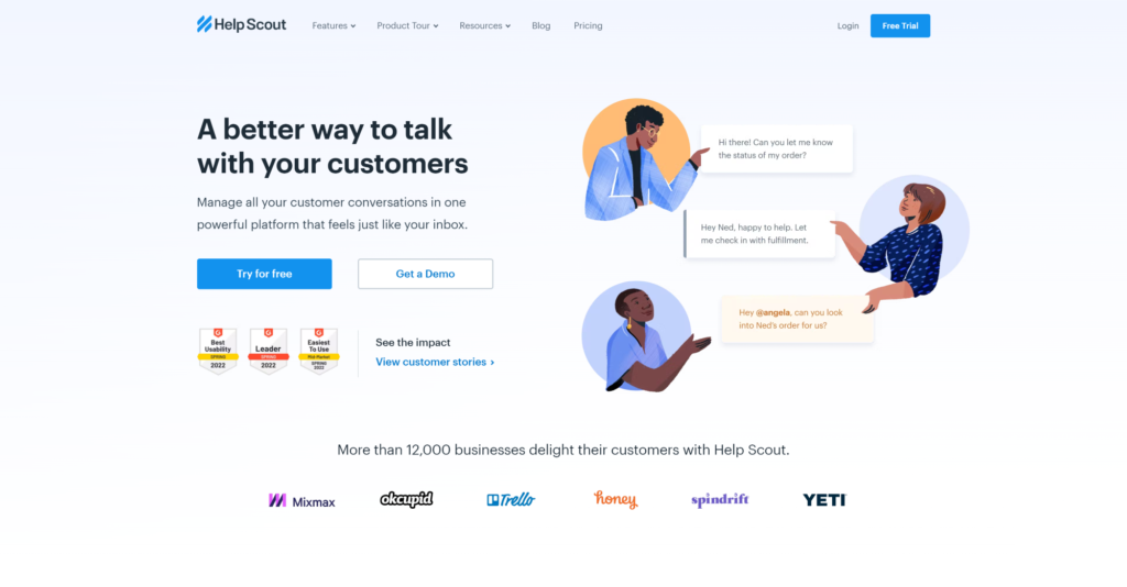 Domača stran programske opreme Help Desk Help Scout