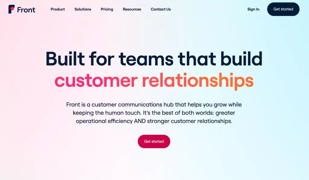 Domača stran Front, programska oprema za timsko upravljanje e-pošte