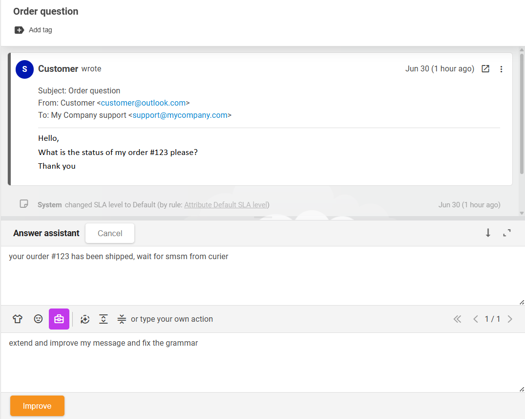 LiveAgent AI Answer Assistant funkcija