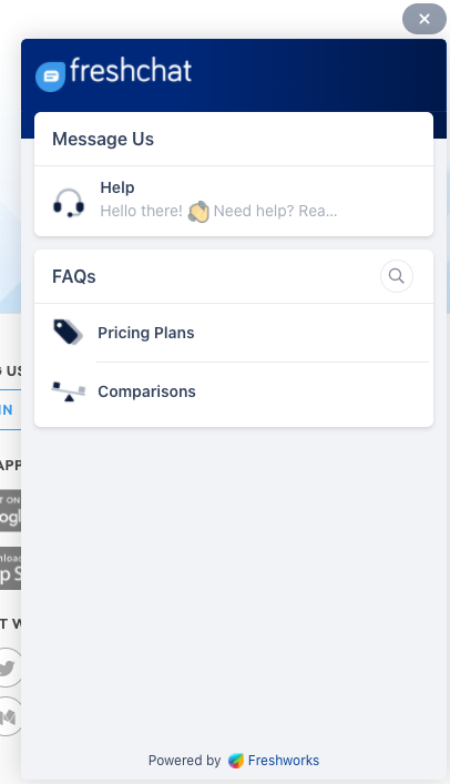 FreshChat okno live chata