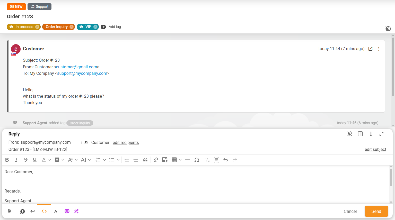 Izboljšana postavitev vozovnice in polje za dejanja