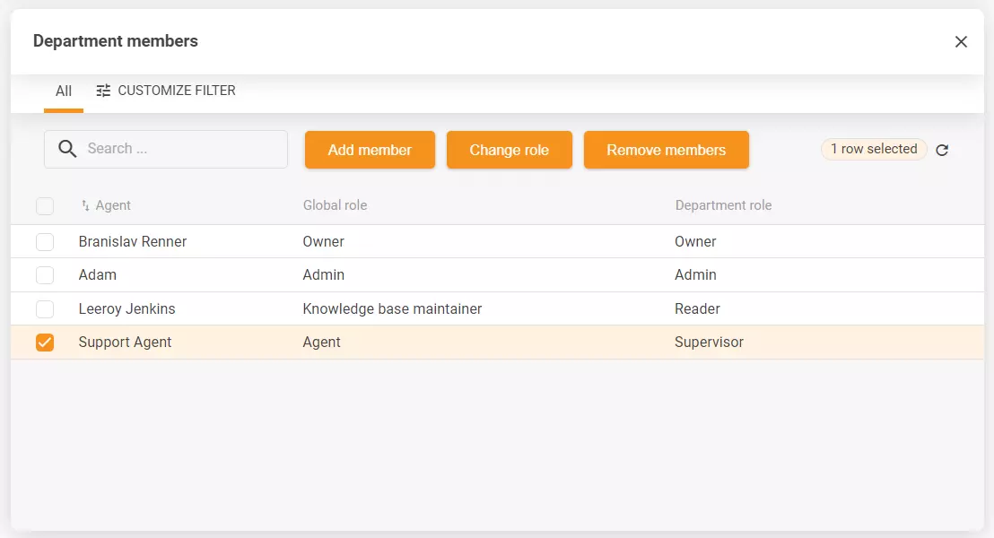 Screenshot of the department settings to include multiple configuration options