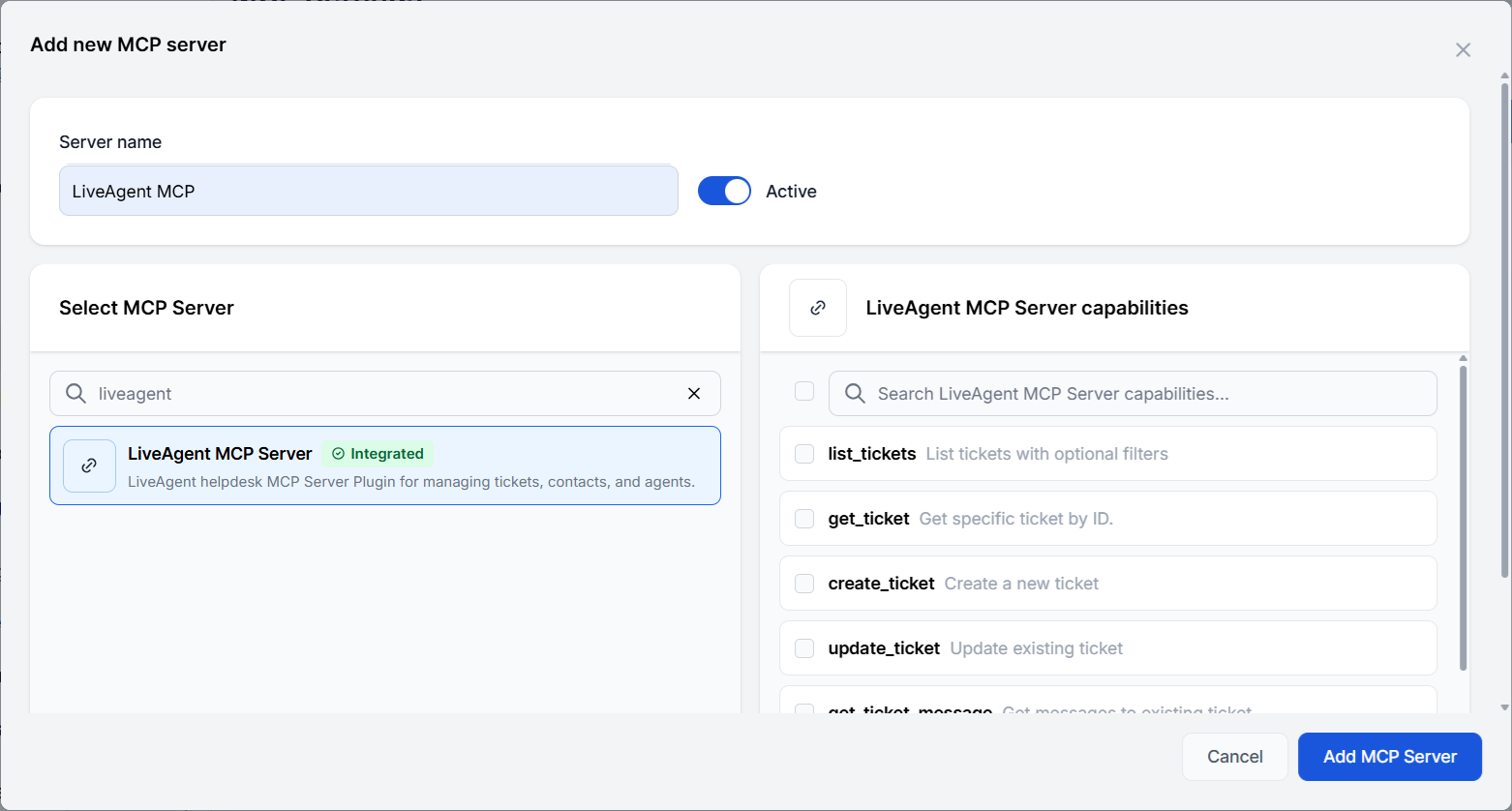 Nov MCP strežnik Liveagent je bil dodan FlowHunt-u