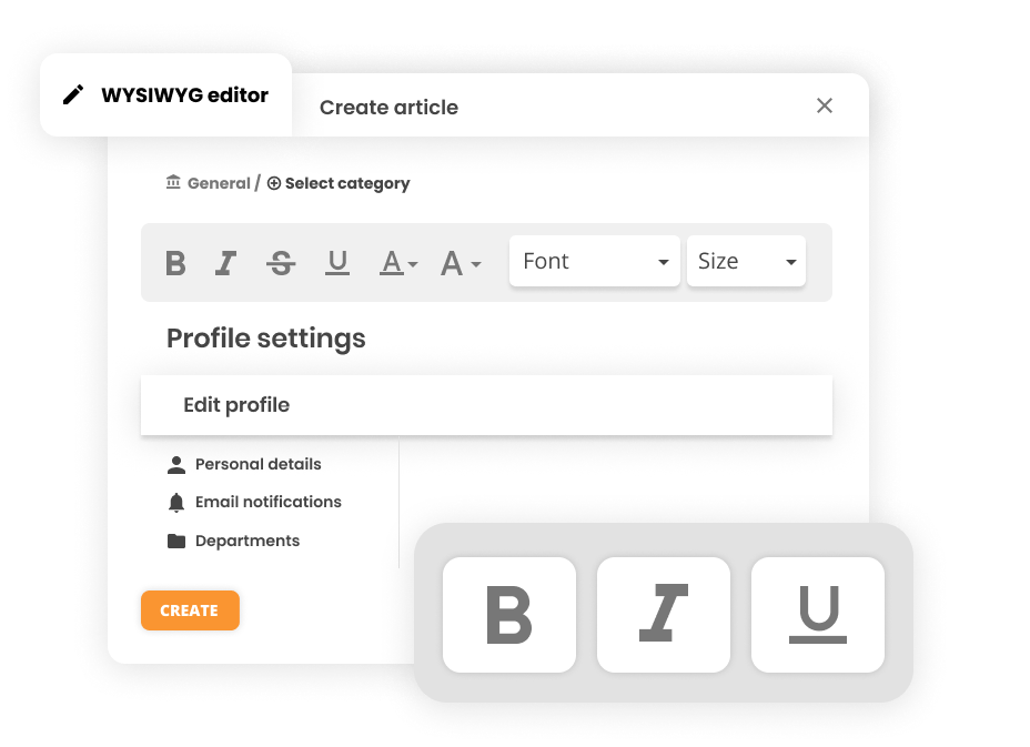 WYSIWYG urejevalnik v programski opremi baze znanja - LiveAgent