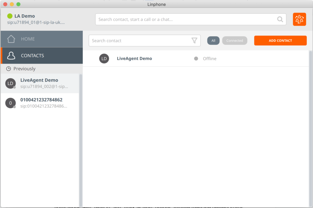 Vmesnik Linphone softphone