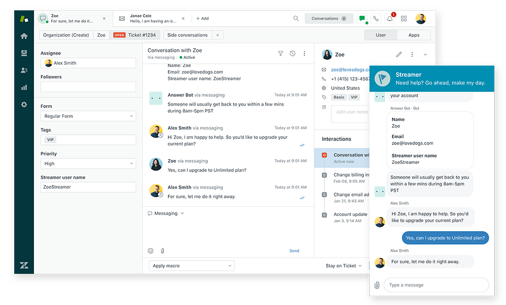 Podpora strankam in pogovori Zendesk