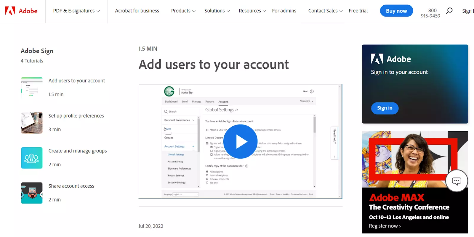 Primer videoposnetka baze znanja Adobe