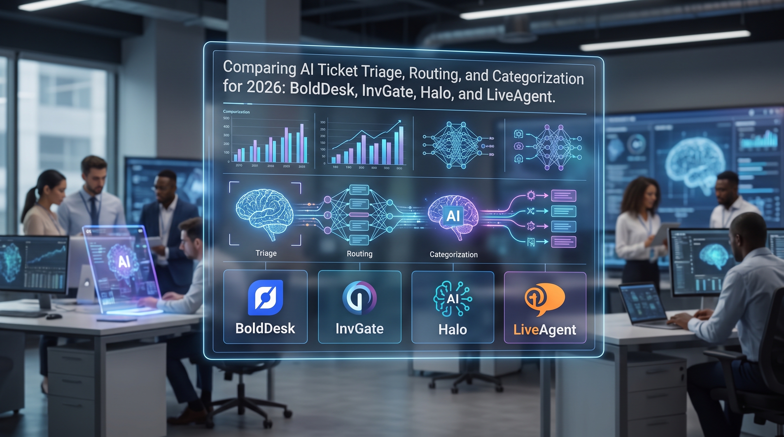 BoldDesk vs InvGate vs Halo vs LiveAgent: Primerjava AI razvrščanja vstopnic, usmerjanja in kategorizacije za leto 2026