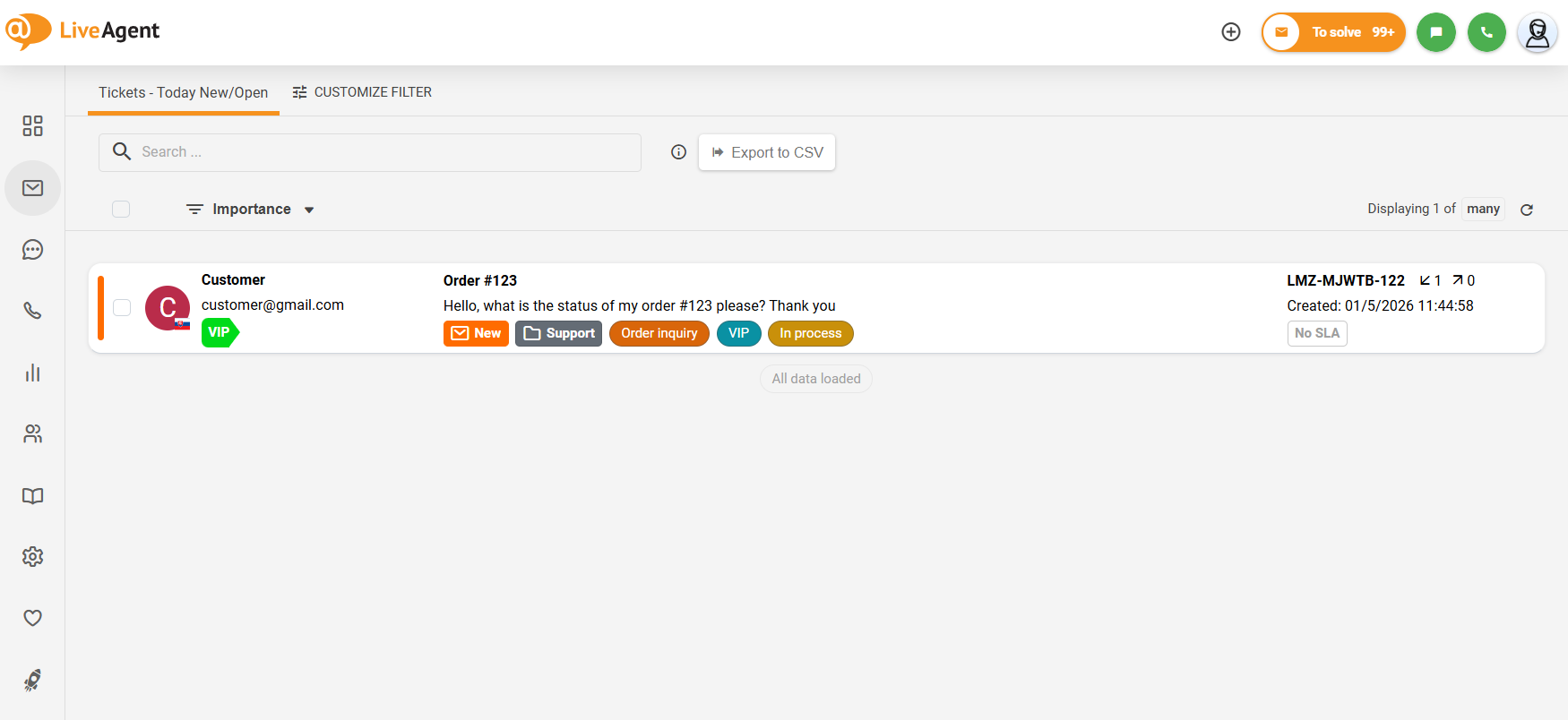 Možnost zložitve levega stranskega podmenija