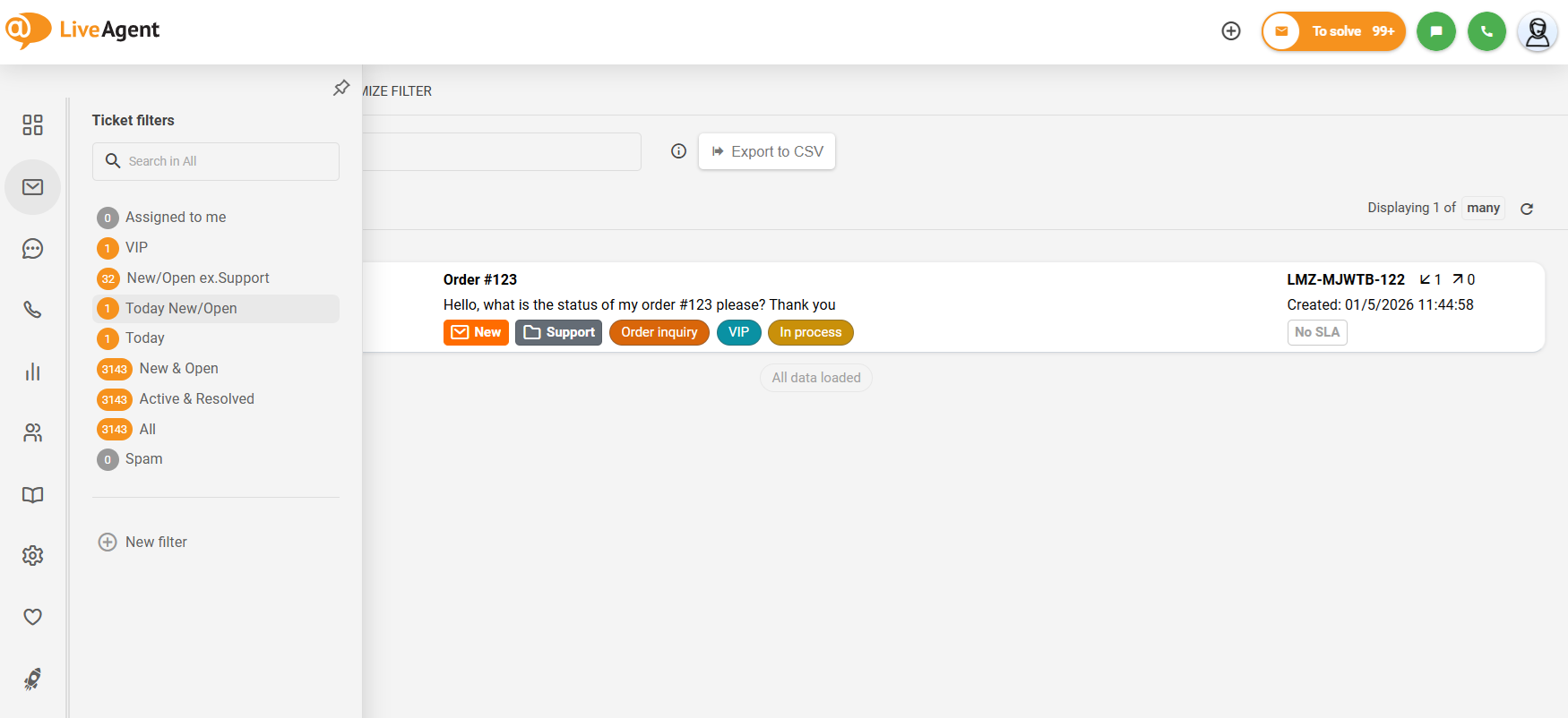 Možnost zložitve levega stranskega podmenija