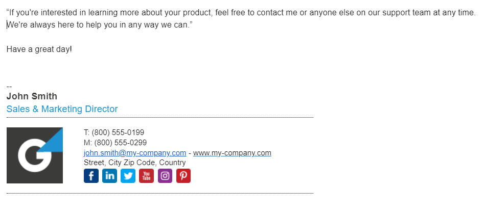 Primer e-poštnega podpisa