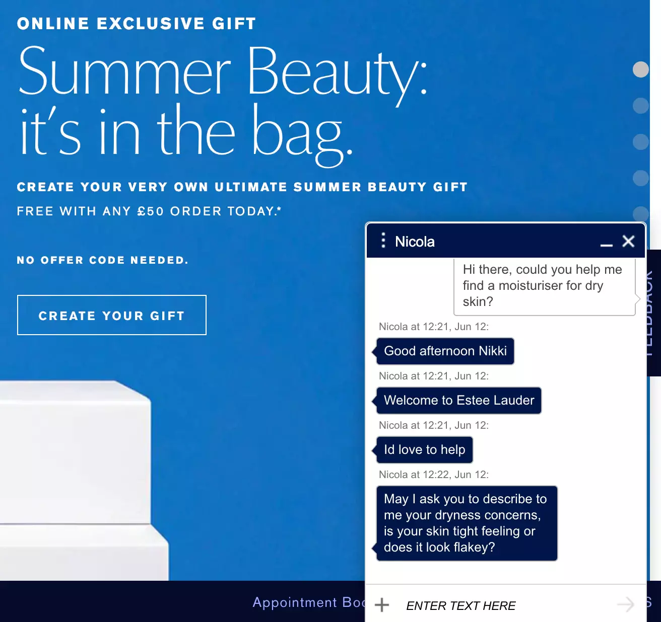 Primer live chata Estee Lauder