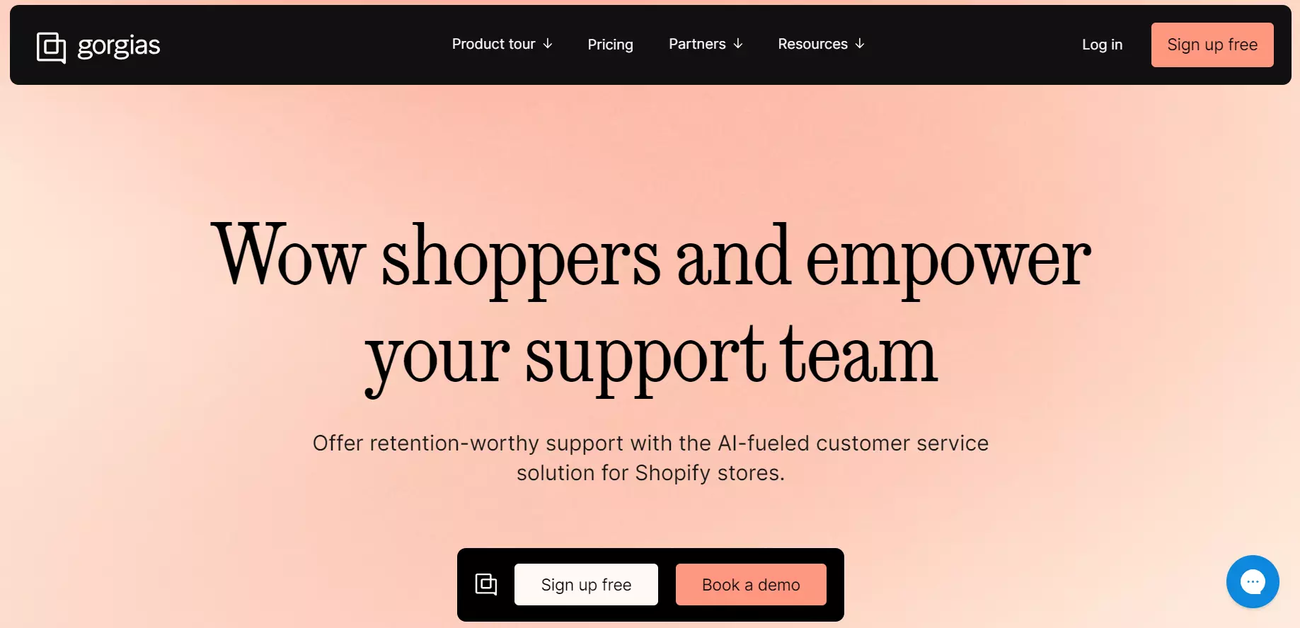 Posnetek zaslona domače strani Gorgias - rešitev za storitve strank, ki jo poganja AI.