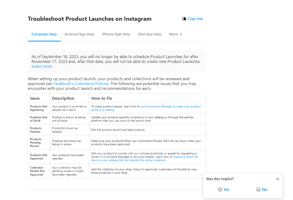 Odpravljanje težav Instagram