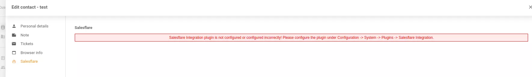 Napačna sporočila v konfiguraciji integracij