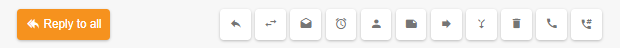 Gumb Odgovori vsem z dodatnimi ikonami za e-poštne akcije za posredovanje, brisanje in druge funkcije v programski opremi LiveAgent
