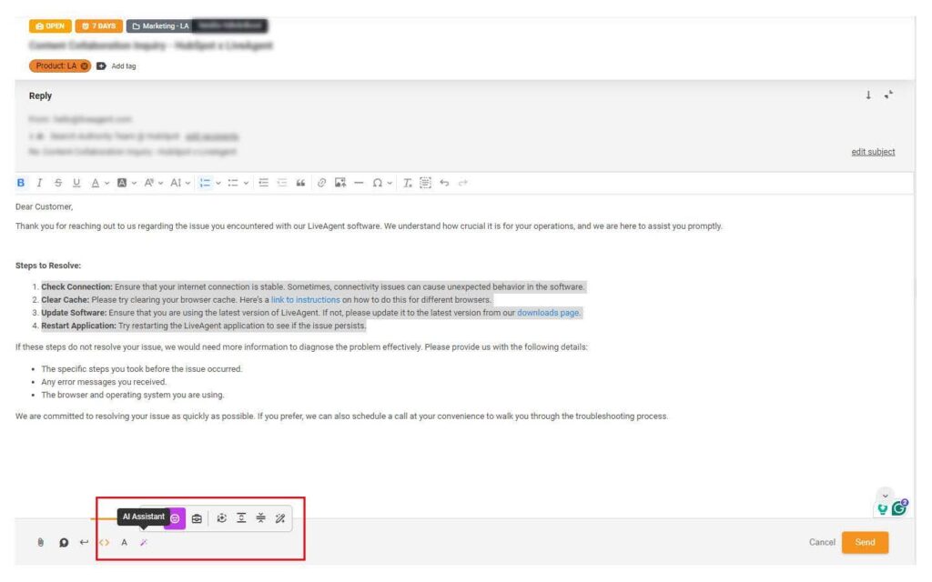 LiveAgent AI asistent za odgovore