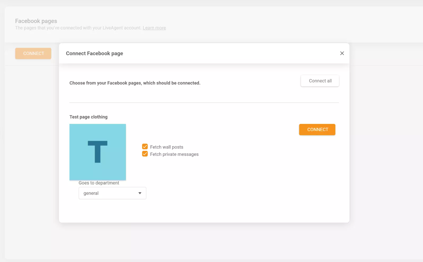 LiveAgent - povežite svojo stran Facebooka