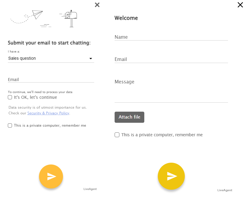 LiveAgent obrazec pred klepetem