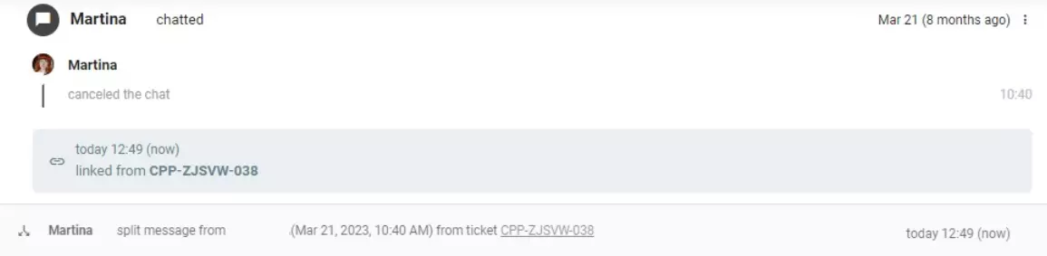 Razdelitev komunikacije s stranko v dva ločena zahtevka v LiveAgentu