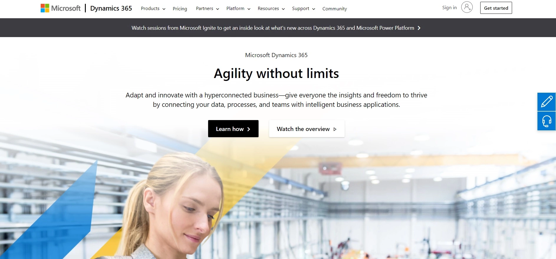 Domača stran Microsoft Dynamics 365