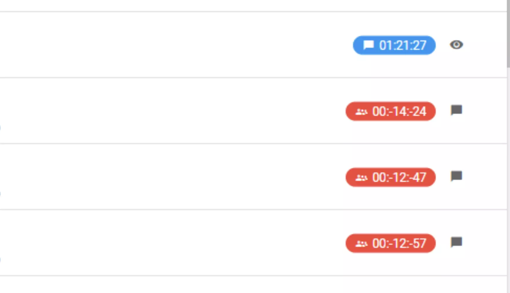 Slika, ki prikazuje napako z negativnimi časovnimi vrednostmi med sejami klepeta v prejšnjih različicah LiveAgent