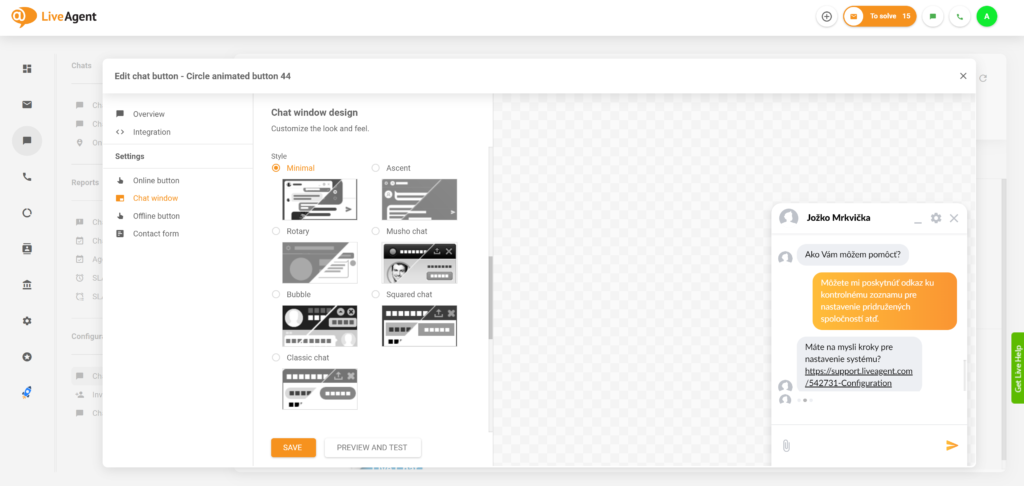 Nov dizajn okna za klepet v živo LiveAgent
