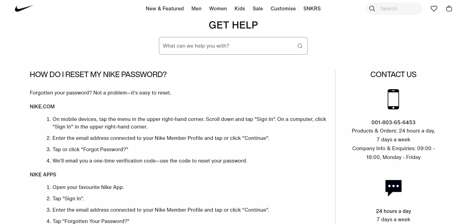 Priročne kontaktne informacije Nike