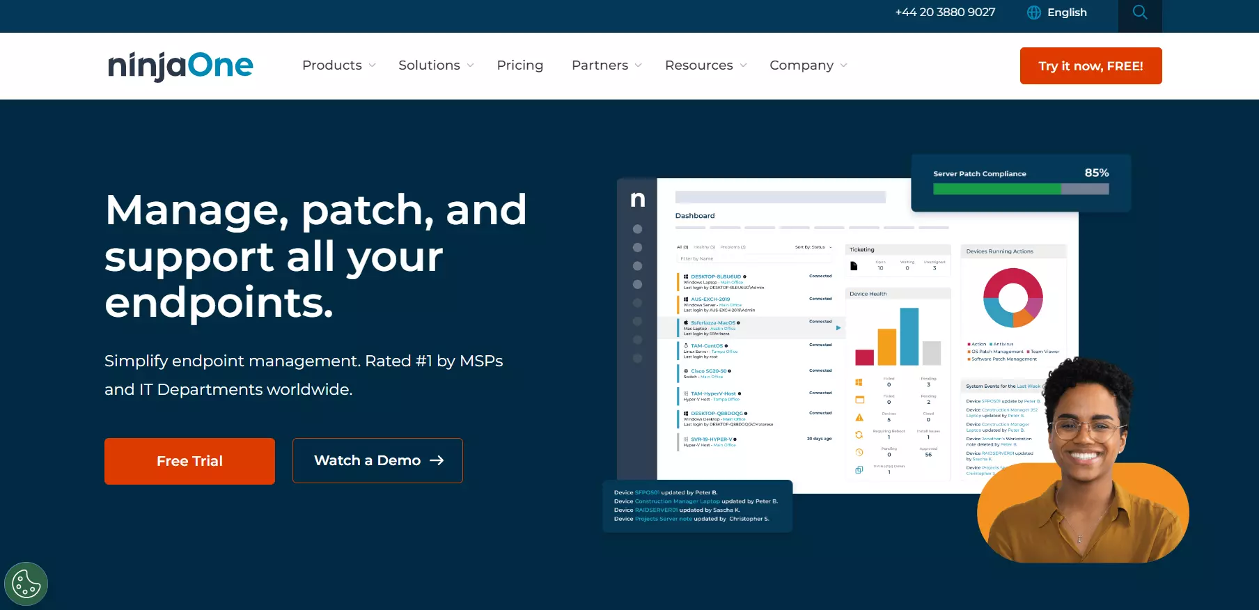 Domača stran NinjaOne - popolna platforma za upravljanje IT