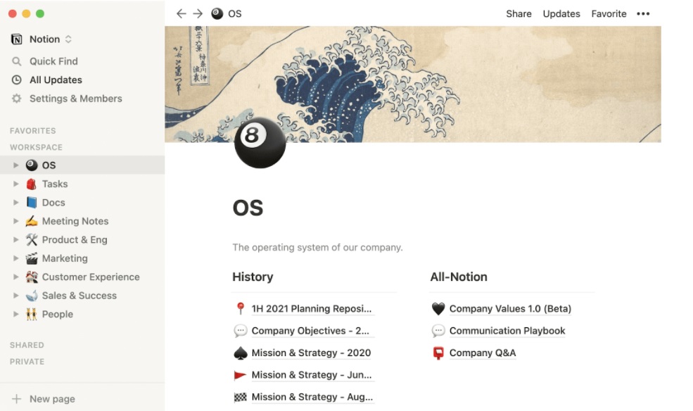 Primer dokumentacije Notion