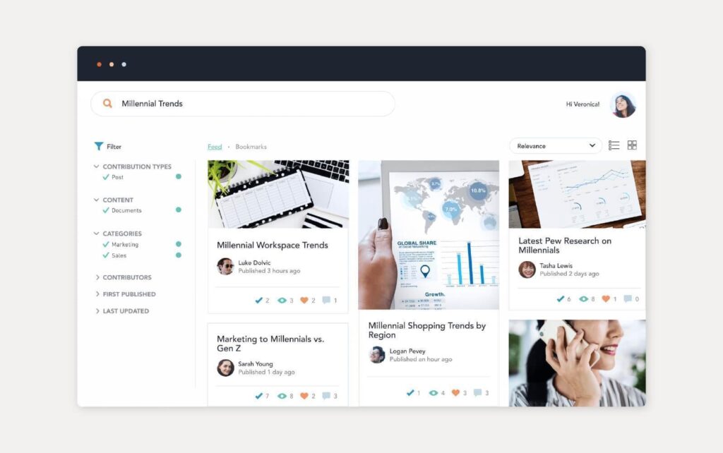 Example of knowledge base solution provided by Bloomfire