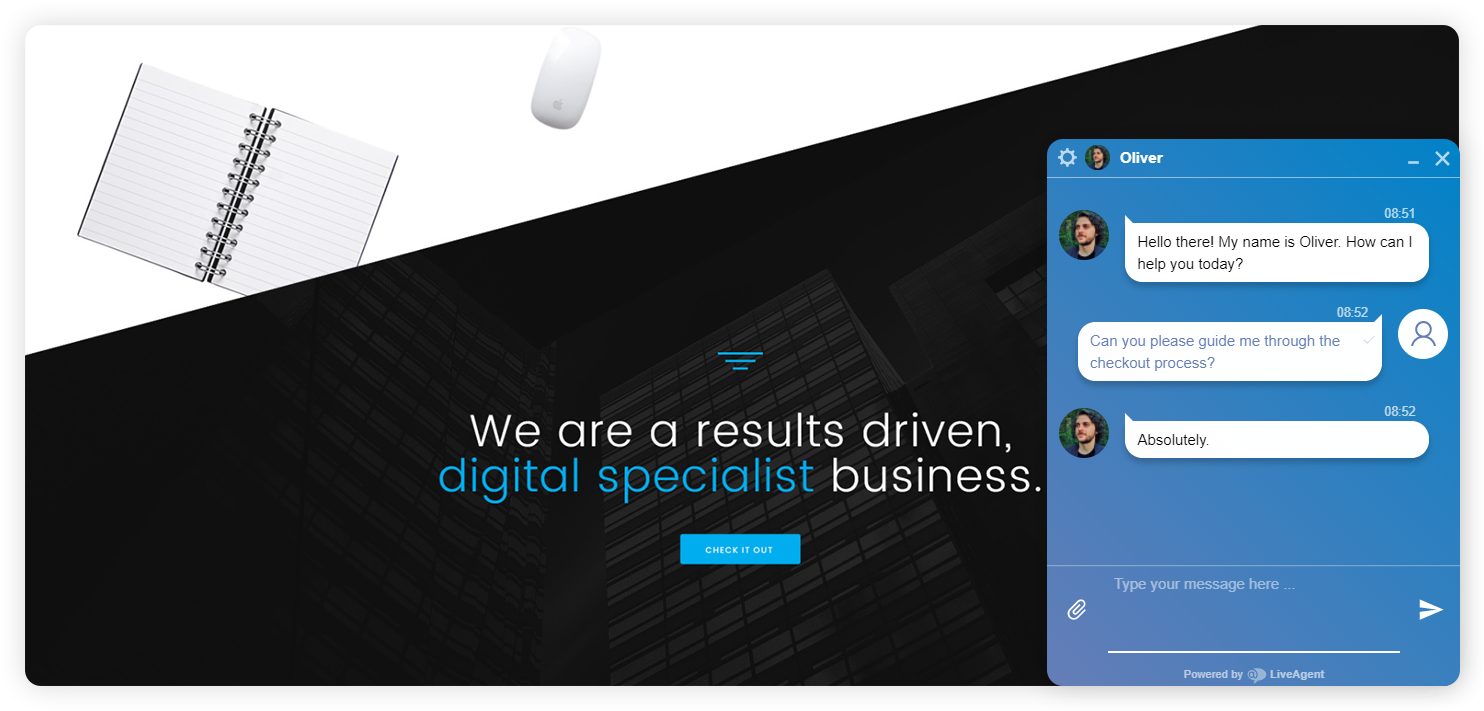 Primer pogovora v podjetniški živý chat