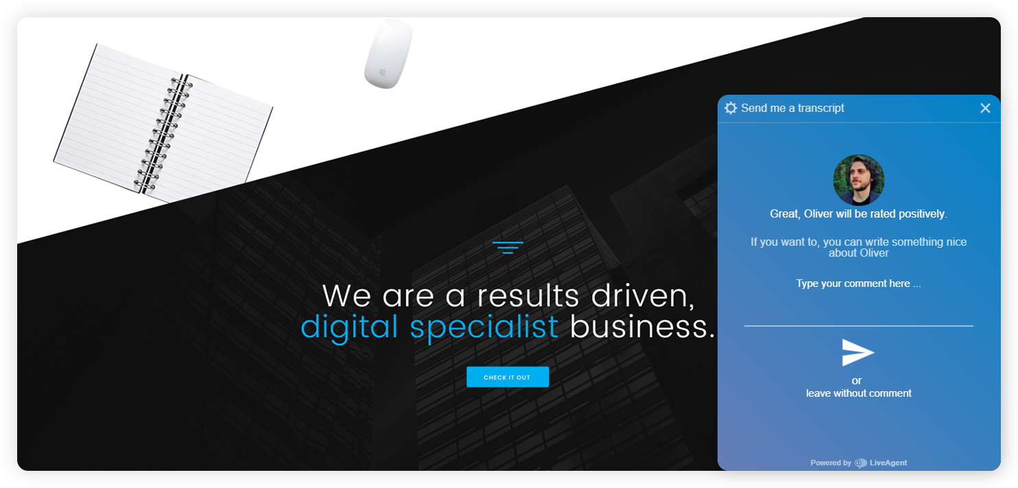 Primer ankete po chatu za podjetje