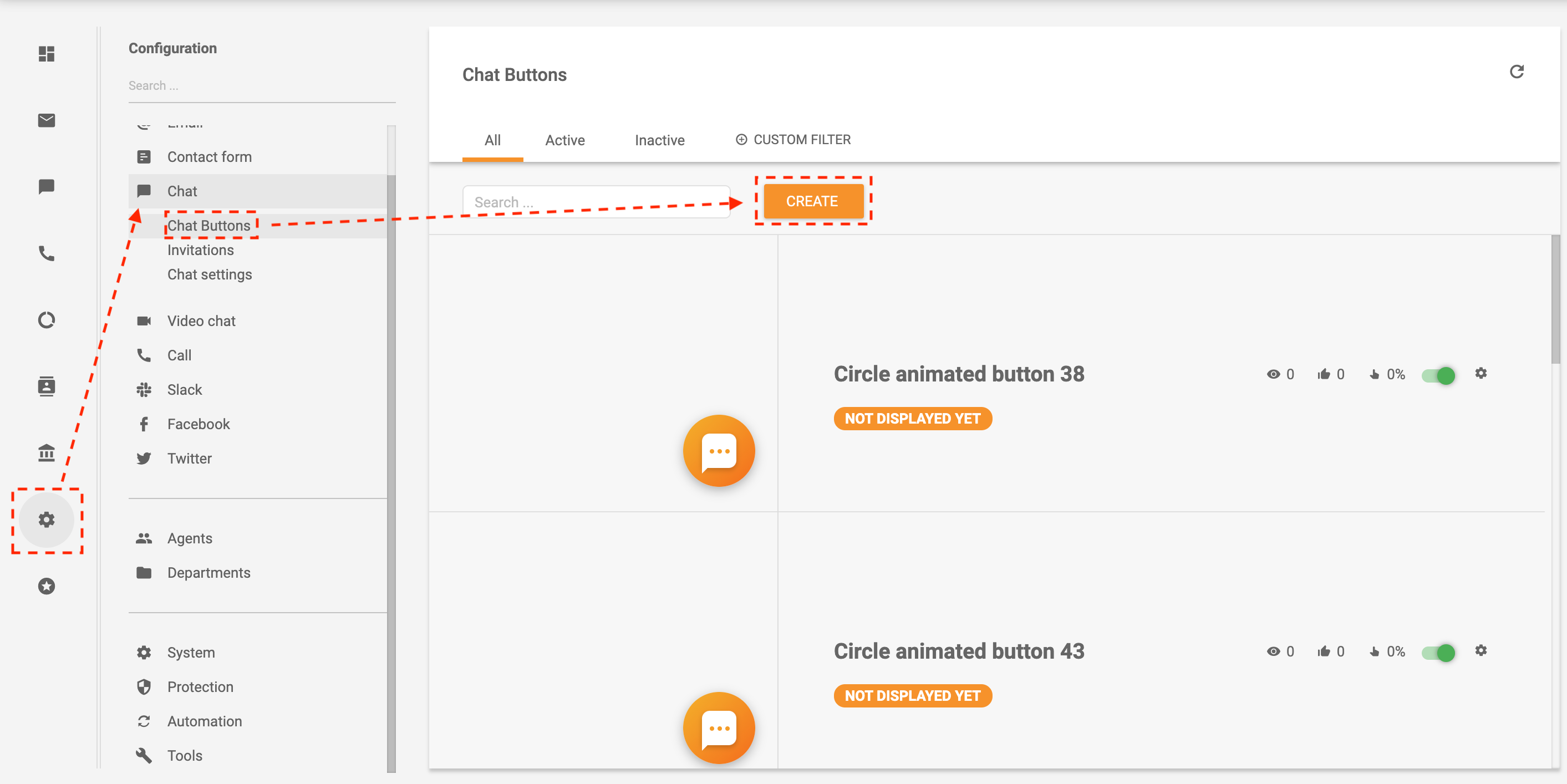 Primer kako ustvariti gumb za chat