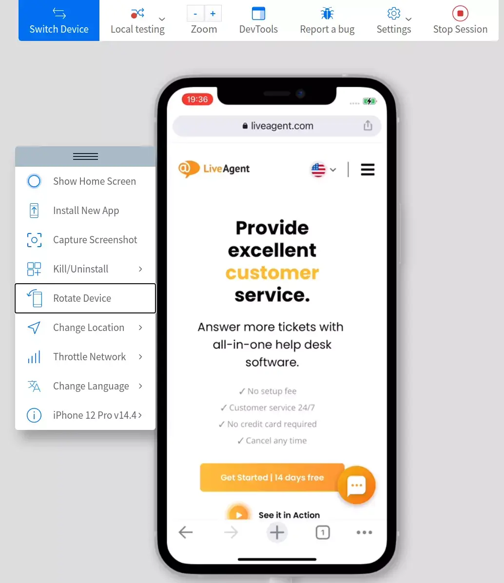 BrowserStack page simulation